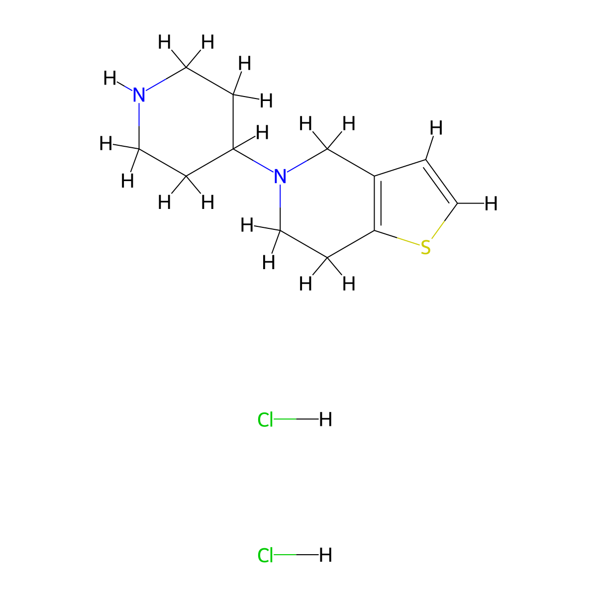 5-(Piperidin-4-yl)-4,5,6,7-tetrahydrothieno[3,2-c]pyridine dihydrochloride molecular structure, CAS 1820650-25-6