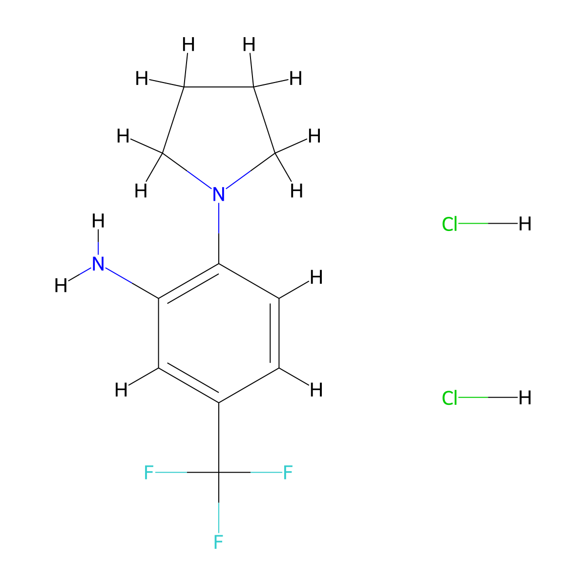 2-Pyrrolidin-1-yl-5-(trifluoromethyl)aniline dihydrochloride molecular structure, CAS 1820650-27-8