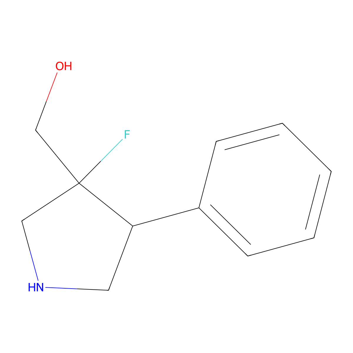 (3-Fluoro-4-phenylpyrrolidin-3-yl)methanol molecular structure, CAS 1820650-52-9