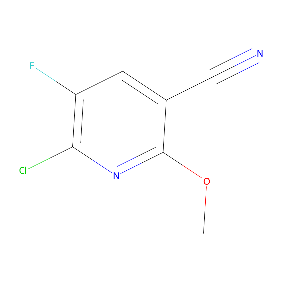 6-Chloro-5-fluoro-2-methoxynicotinonitrile molecular structure, CAS 1820650-64-3