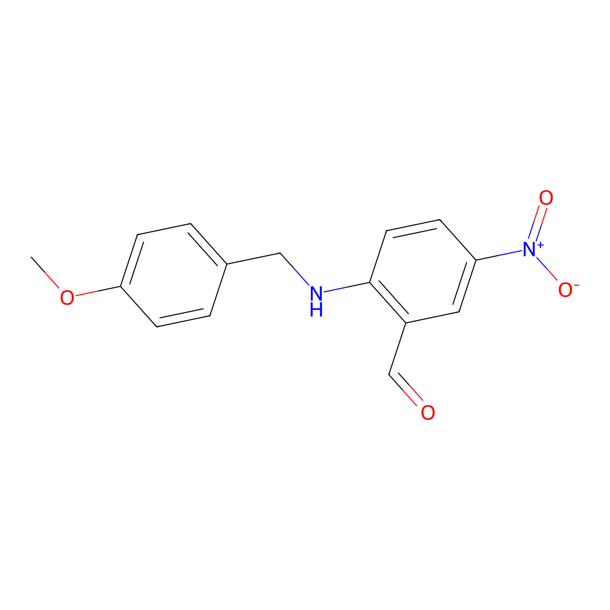 2-((4-Methoxybenzyl)amino)-5-nitrobenzaldehyde molecular structure, CAS 1820650-73-4