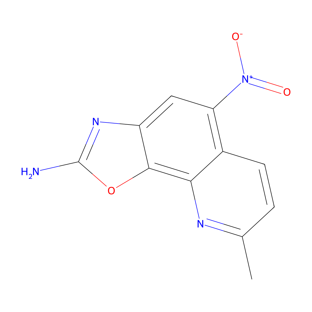 8-Methyl-5-nitro-[1,3]oxazolo[4,5-H]quinolin-2-amine molecular structure, CAS 1820650-83-6