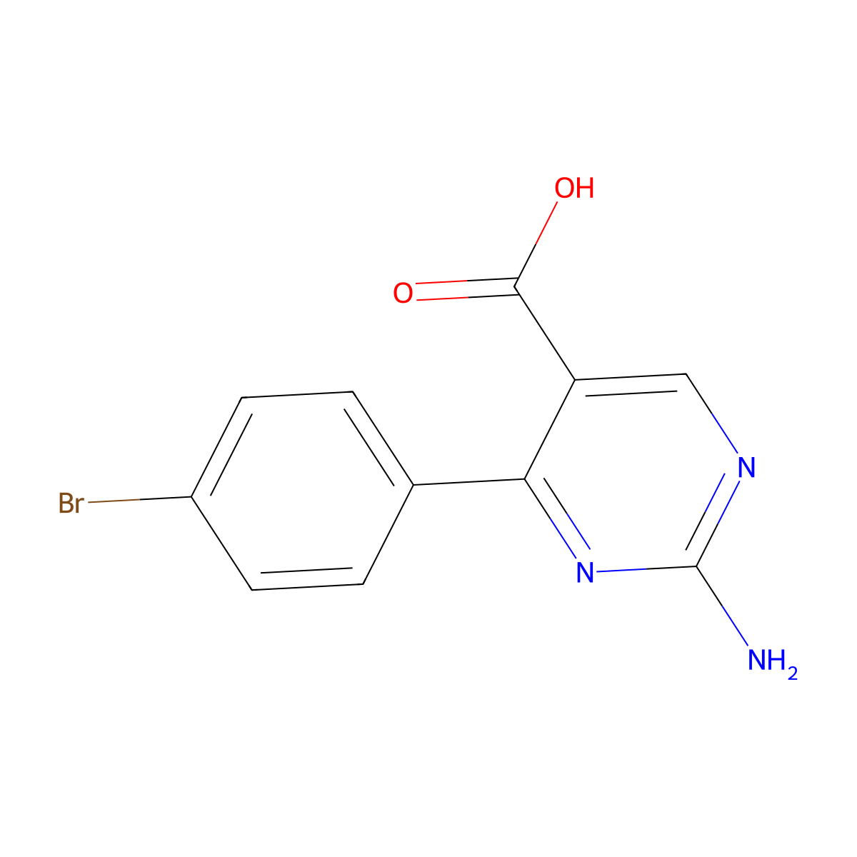 2-Amino-4-(4-bromophenyl)pyrimidine-5-carboxylic acid molecular structure, CAS 1820651-09-9