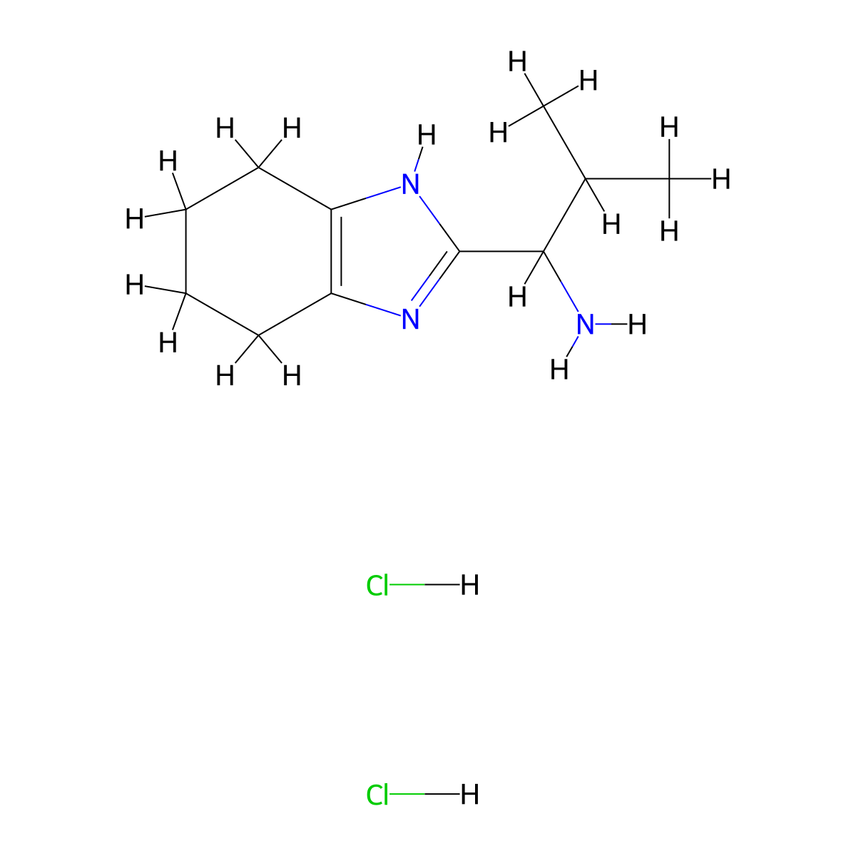 2-methyl-1-(4,5,6,7-tetrahydro-1H-benzo[d]imidazol-2-yl)propan-1-amine dihydrochloride molecular structure, CAS 1820651-15-7