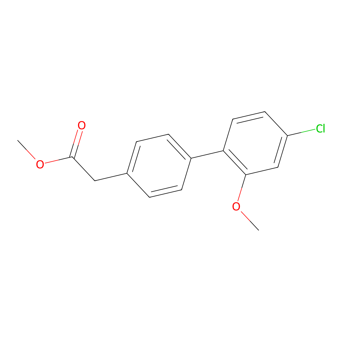 Methyl 2-[4-(4-chloro-2-methoxyphenyl)phenyl]acetate molecular structure, CAS 1820664-73-0