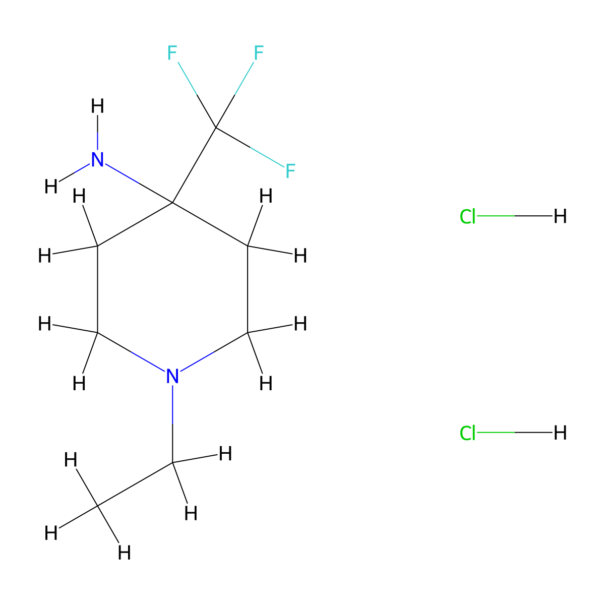 1-Ethyl-4-(trifluoromethyl)piperidin-4-amine dihydrochloride molecular structure, CAS 1820664-88-7