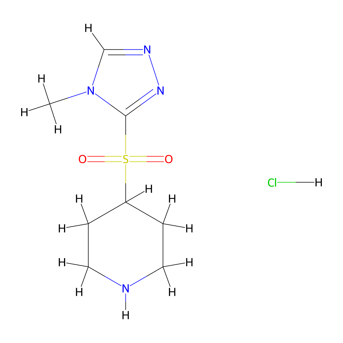 4-((4-methyl-4H-1,2,4-triazol-3-yl)sulfonyl)piperidine hydrochloride molecular structure, CAS 1820664-93-4