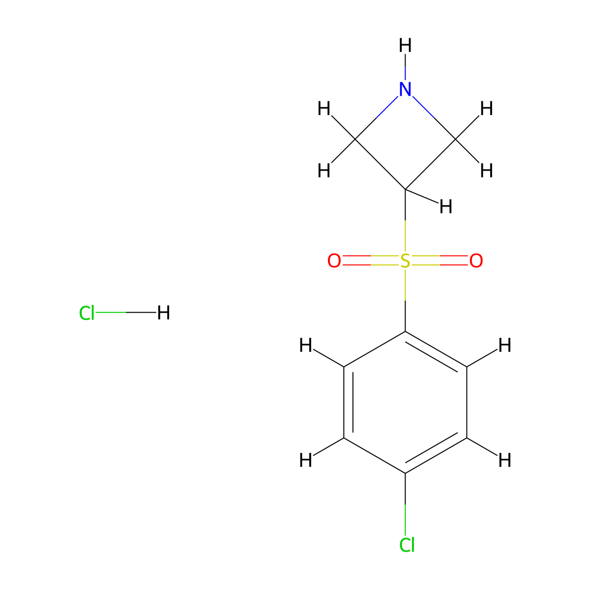 3-[(4-Chlorophenyl)sulfonyl]azetidine hydrochloride molecular structure, CAS 1820665-00-6