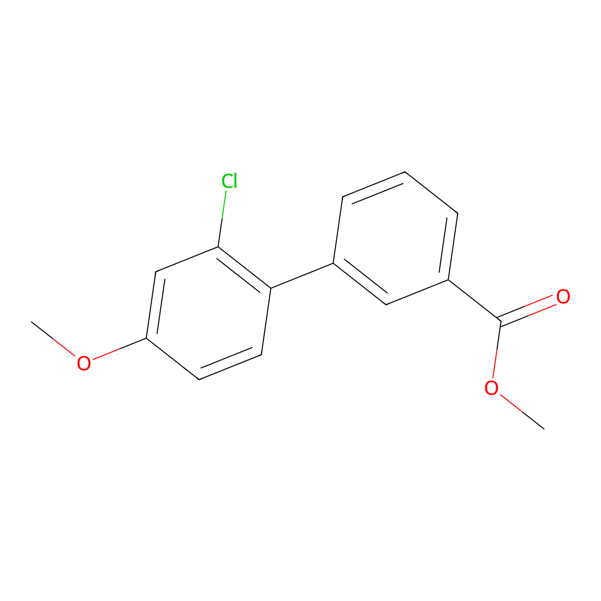 Methyl 3-(2-chloro-4-methoxyphenyl)benzoate molecular structure, CAS 1820665-04-0