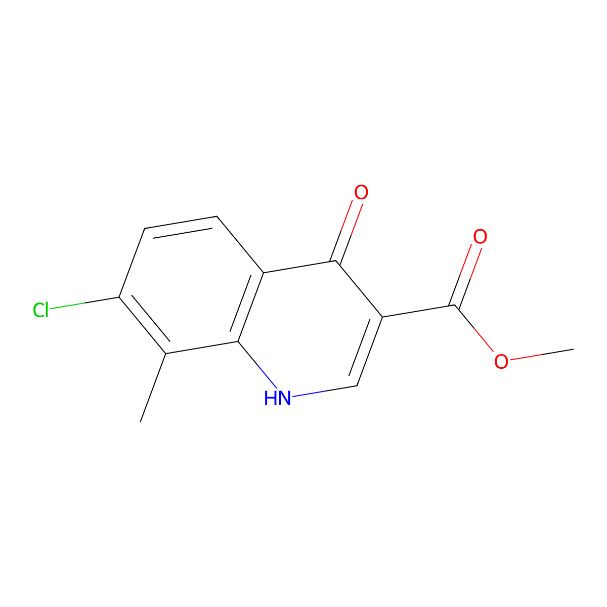 Methyl 7-chloro-4-hydroxy-8-methylquinoline-3-carboxylate molecular structure, CAS 1820665-11-9