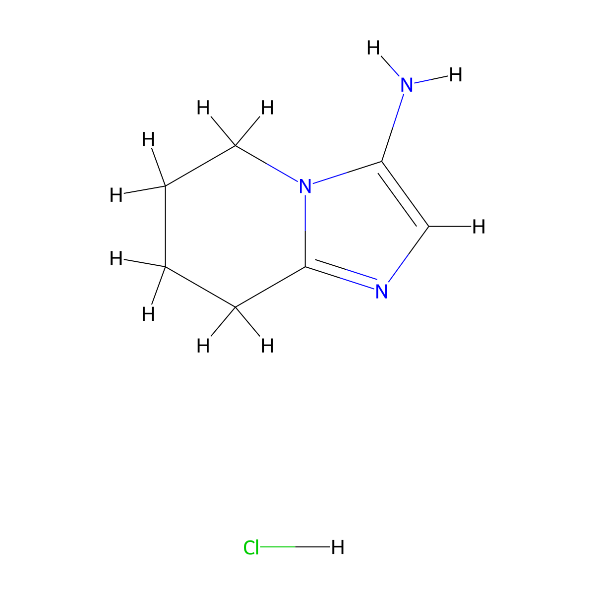 5H,6H,7H,8H-imidazo(1,2-a)pyridin-3-amine hydrochloride molecular structure, CAS 1820665-18-6