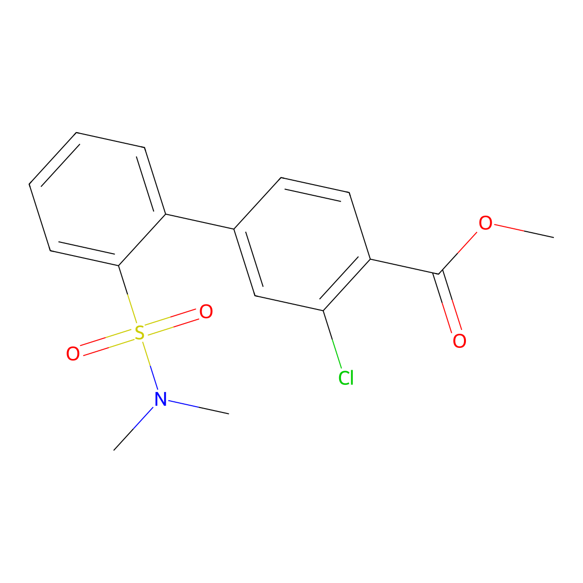 Methyl 2-chloro-4-[2-(dimethylsulfamoyl)phenyl]benzoate molecular structure, CAS 1820665-20-0