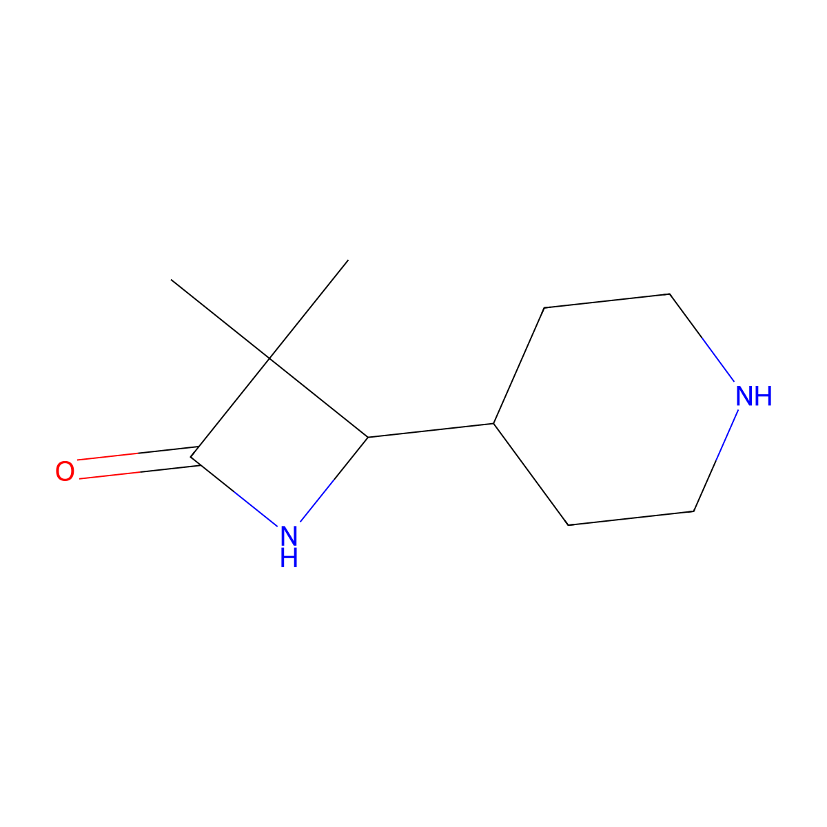 3,3-Dimethyl-4-(piperidin-4-yl)azetidin-2-one molecular structure, CAS 1820665-59-5