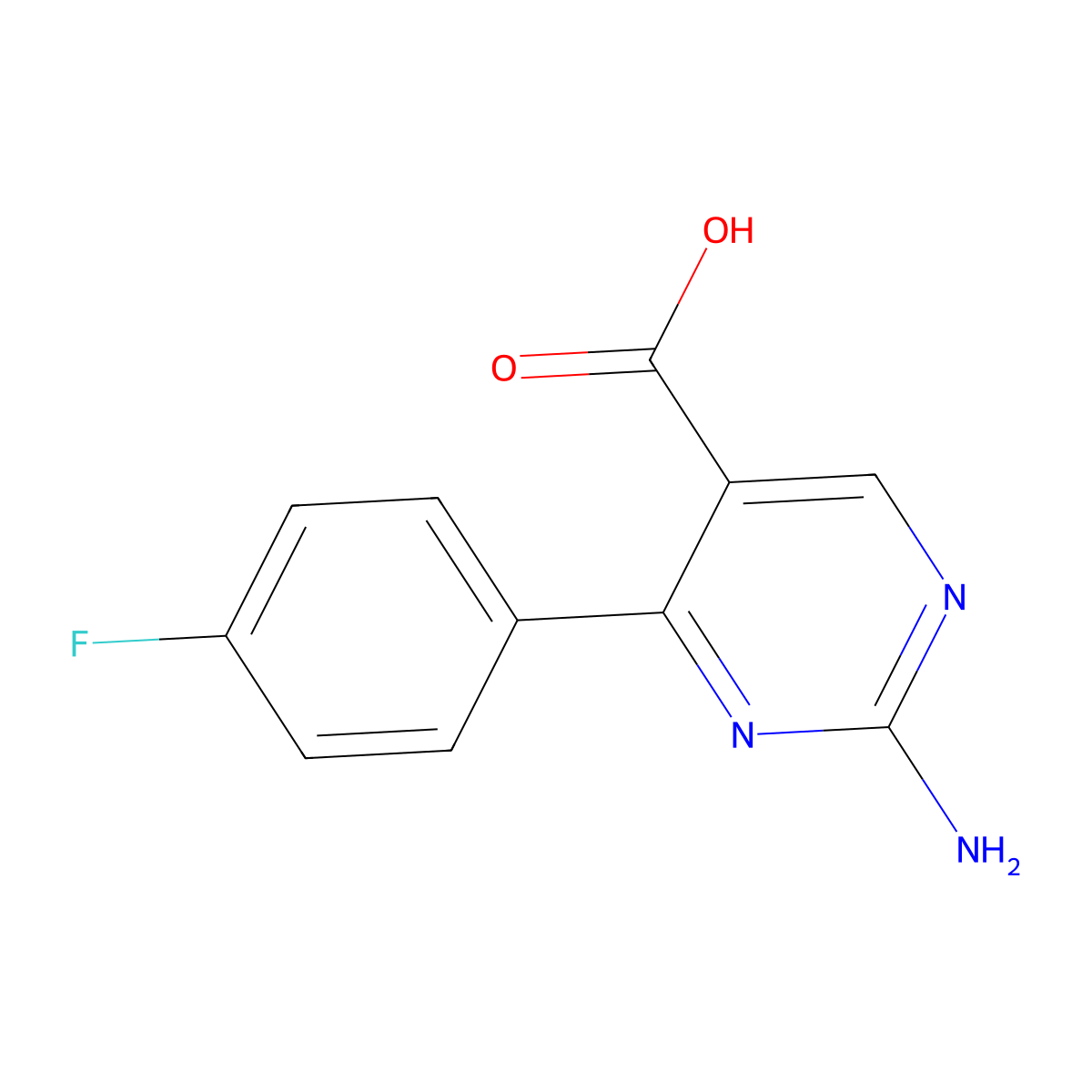 2-Amino-4-(4-fluorophenyl)pyrimidine-5-carboxylic acid molecular structure, CAS 1820665-87-9