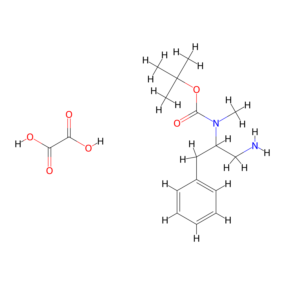 oxalic acid, tert-butyl N-(1-amino-3-phenylpropan-2-yl)-N-methylcarbamate molecular structure, CAS 1820666-12-3