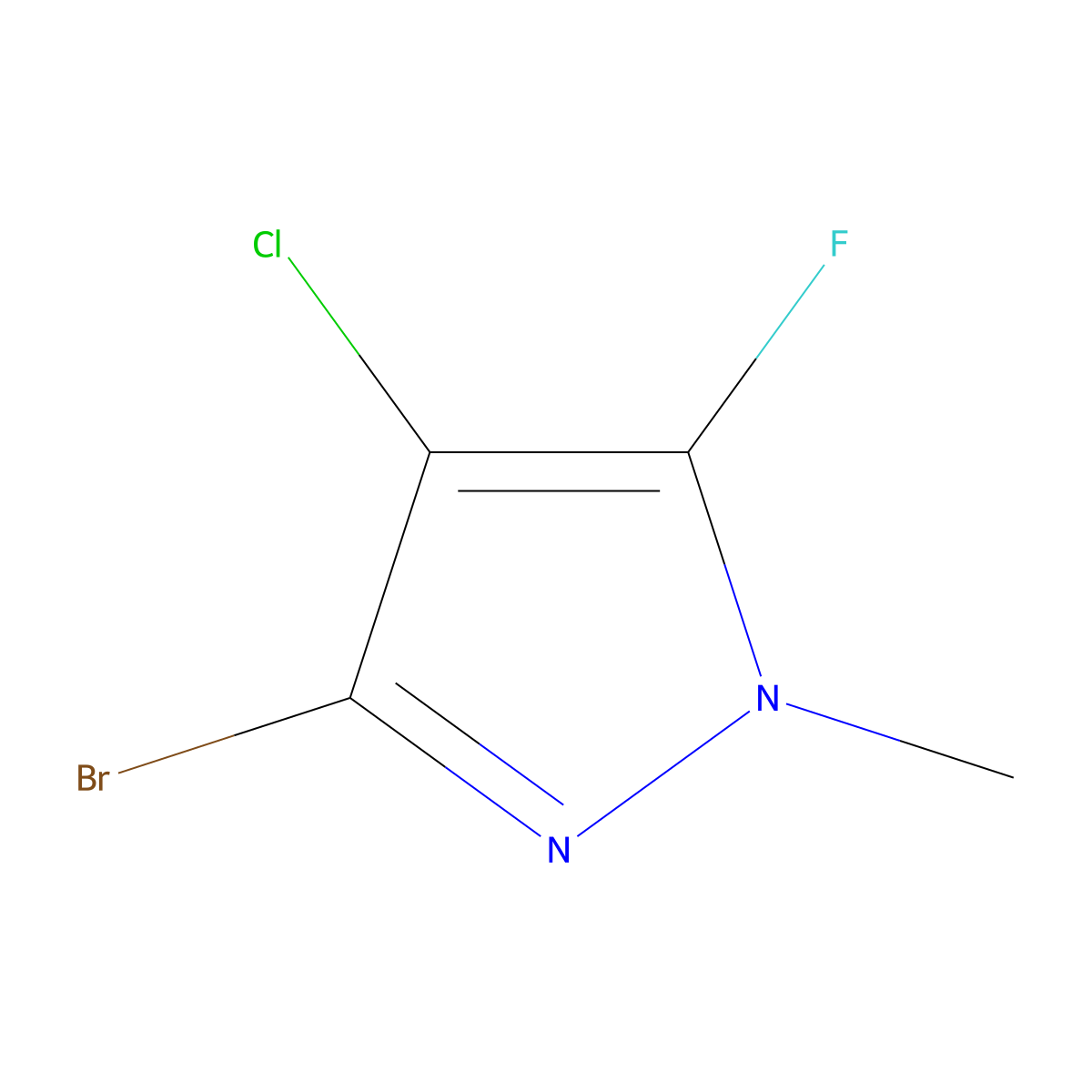 3-Bromo-4-chloro-5-fluoro-1-methyl-1H-pyrazole molecular structure, CAS 1820666-18-9