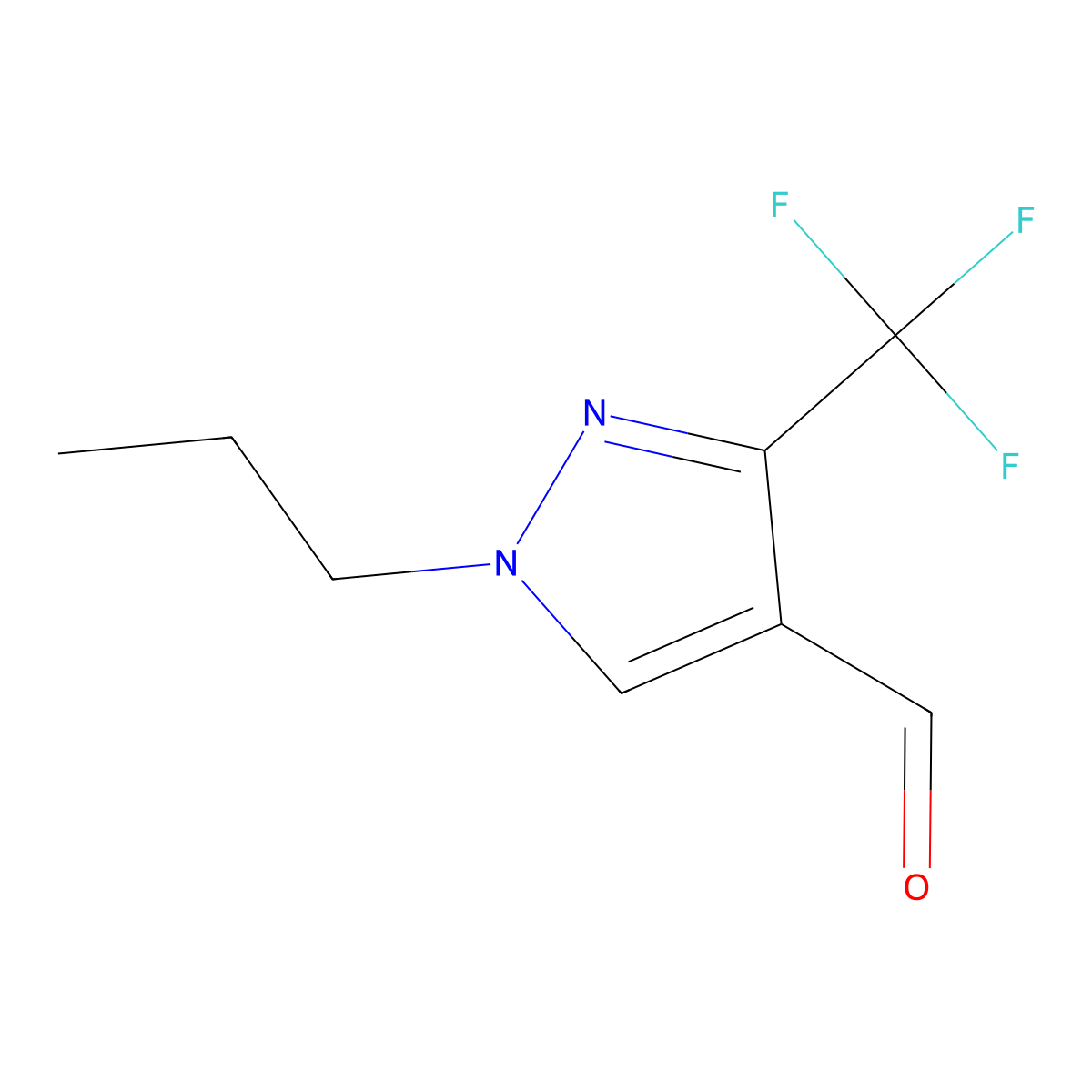 1-Propyl-3-(trifluoromethyl)pyrazole-4-carbaldehyde molecular structure, CAS 1820666-35-0