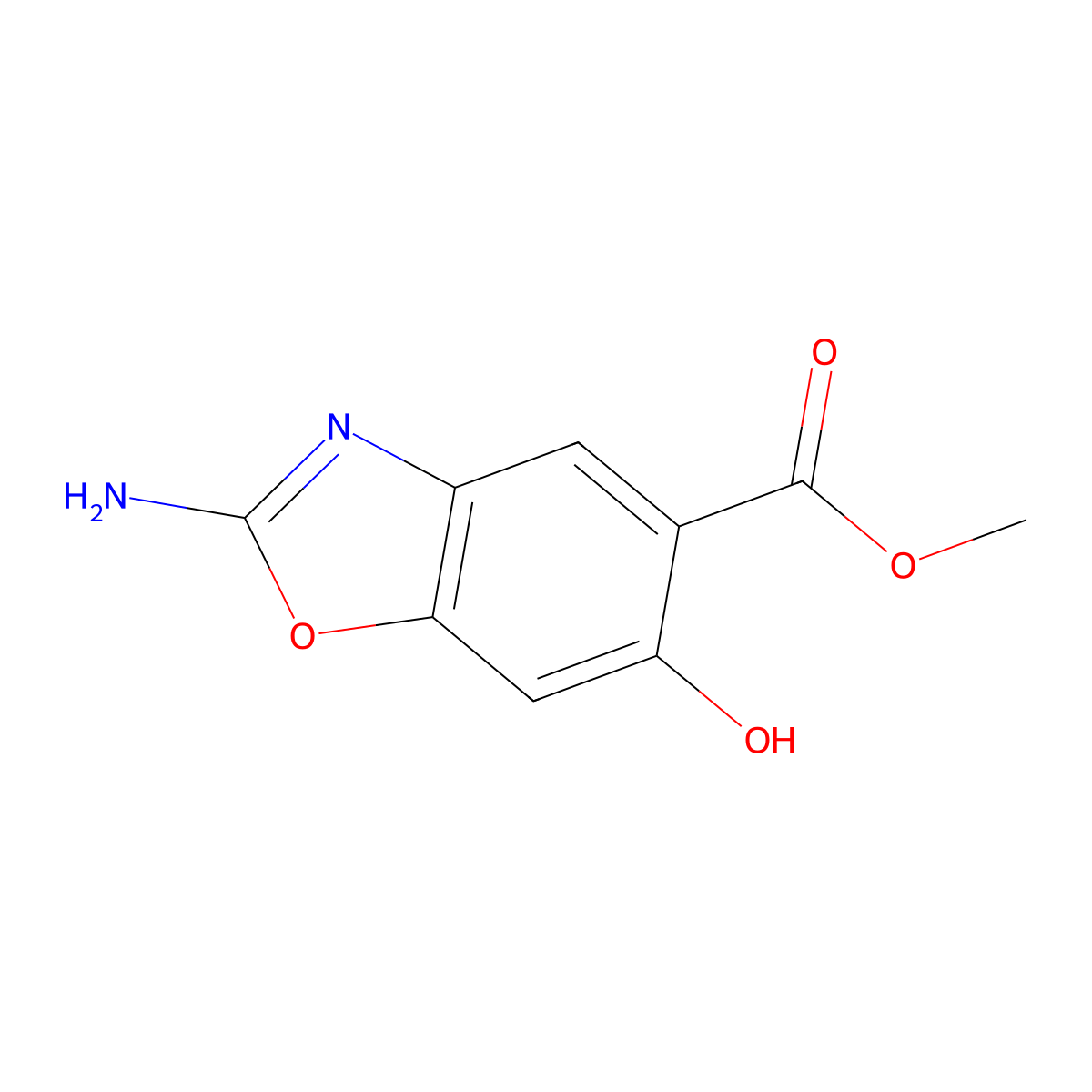 Methyl 2-amino-6-hydroxy-1,3-benzoxazole-5-carboxylate molecular structure, CAS 1820666-51-0