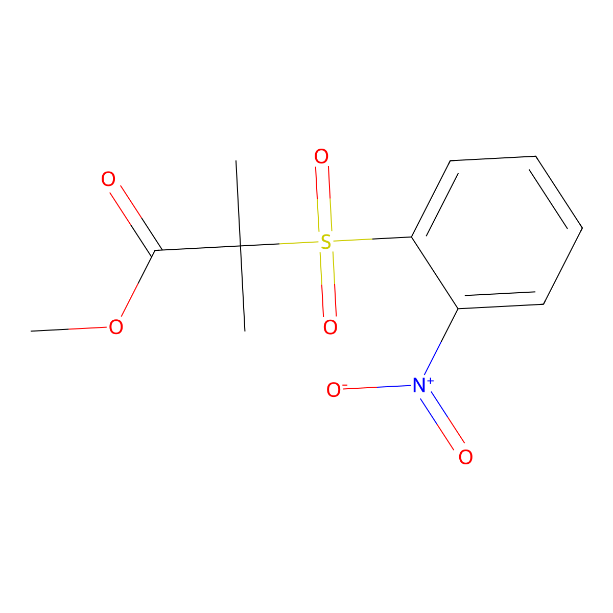 Methyl 2-methyl-2-[(2-nitrobenzene)sulfonyl]propanoate molecular structure, CAS 1820666-55-4