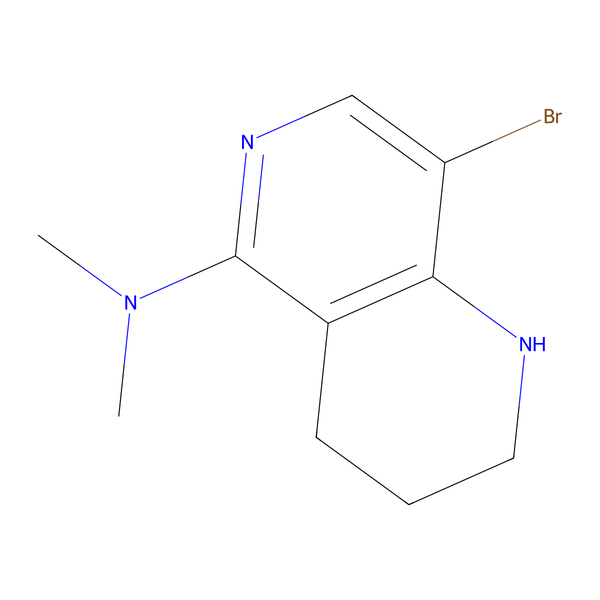 8-bromo-N,N-dimethyl-1,2,3,4-tetrahydro-1,6-naphthyridin-5-amine molecular structure, CAS 1820666-71-4
