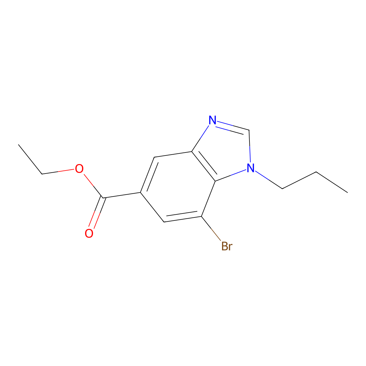 Ethyl 7-bromo-1-propyl-1,3-benzodiazole-5-carboxylate molecular structure, CAS 1820666-72-5