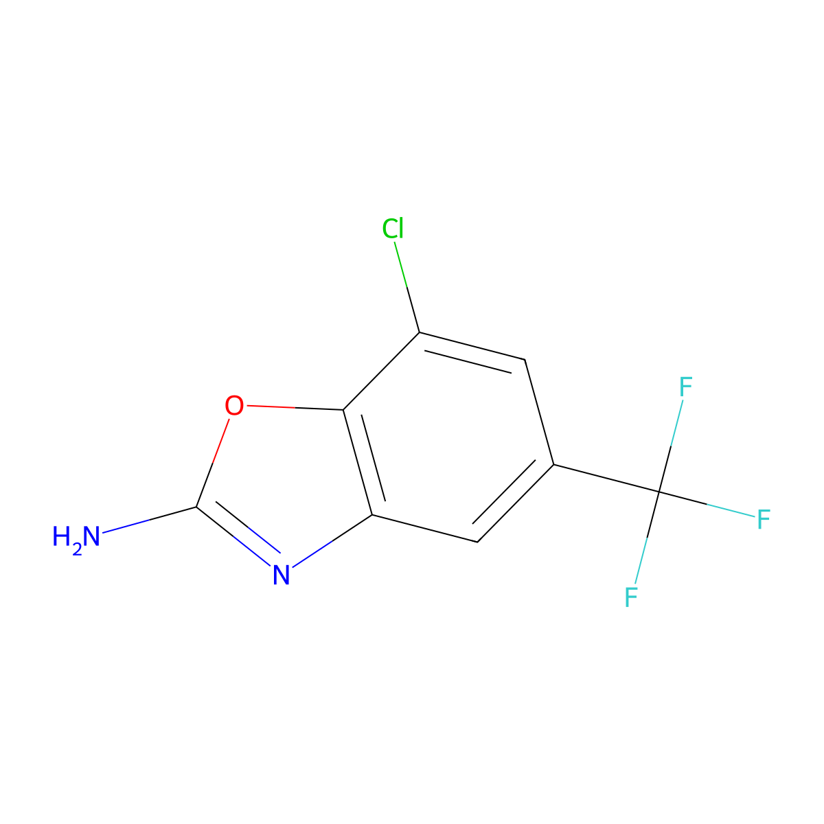 7-Chloro-5-(trifluoromethyl)-1,3-benzoxazol-2-amine molecular structure, CAS 1820666-88-3