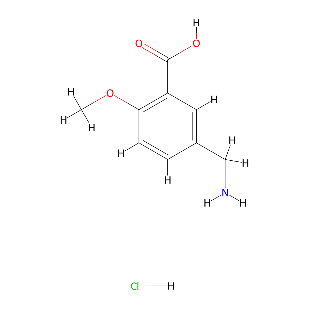 5-(Aminomethyl)-2-methoxybenzoic acid hydrochloride molecular structure, CAS 1820666-91-8