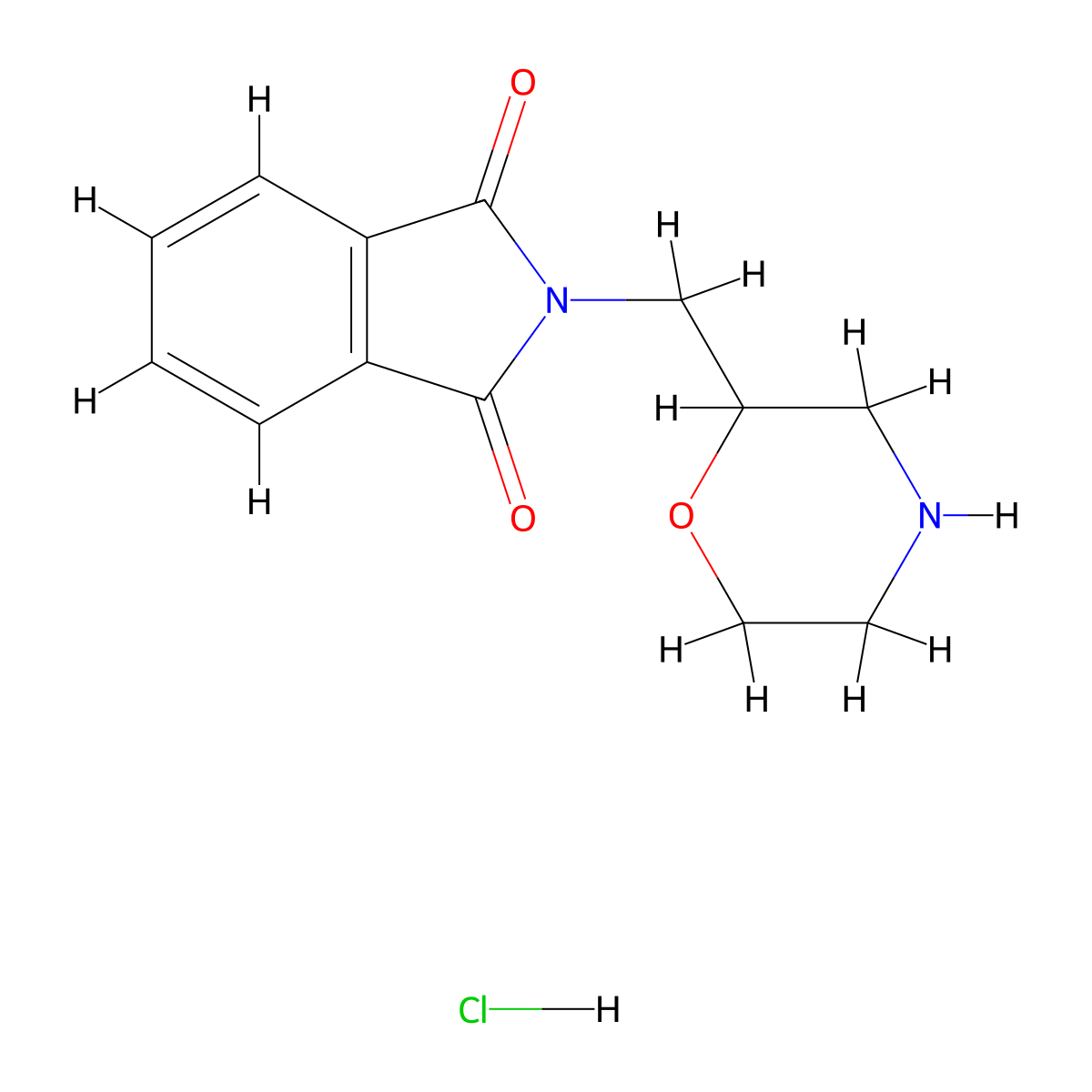 2-(morpholin-2-ylmethyl)-2,3-dihydro-1H-isoindole-1,3-dione hydrochloride molecular structure, CAS 182067-74-9