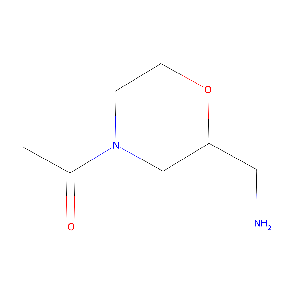 1-(2-(Aminomethyl)morpholino)ethanone molecular structure, CAS 182067-97-6