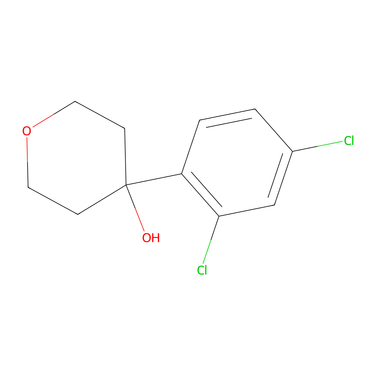 4-(2,4-dichlorophenyl)tetrahydro-2H-pyran-4-ol molecular structure, CAS 1820670-25-4