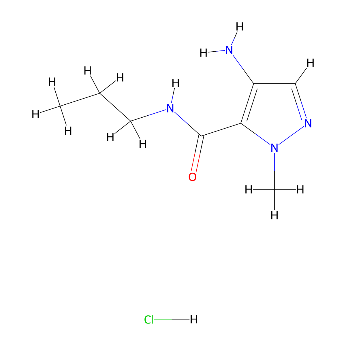 4-Amino-1-methyl-N-propyl-1H-pyrazole-5-carboxamide hydrochloride molecular structure, CAS 1820673-32-2