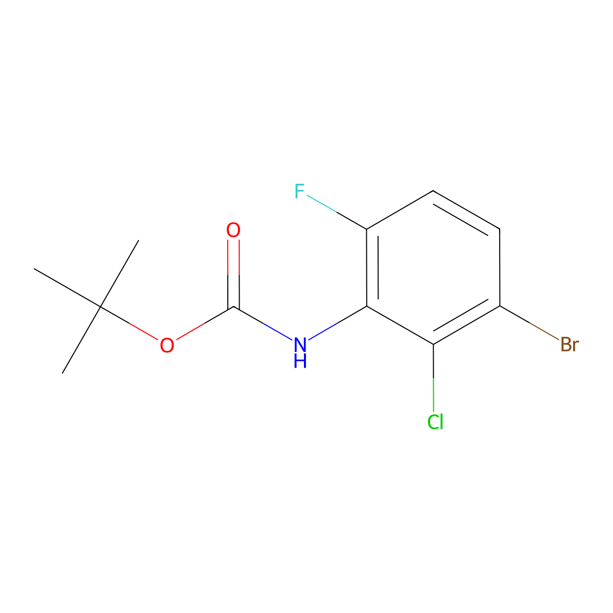 3-Bromo-2-chloro-6-fluoroaniline, N-BOC protected molecular structure, CAS 1820673-55-9