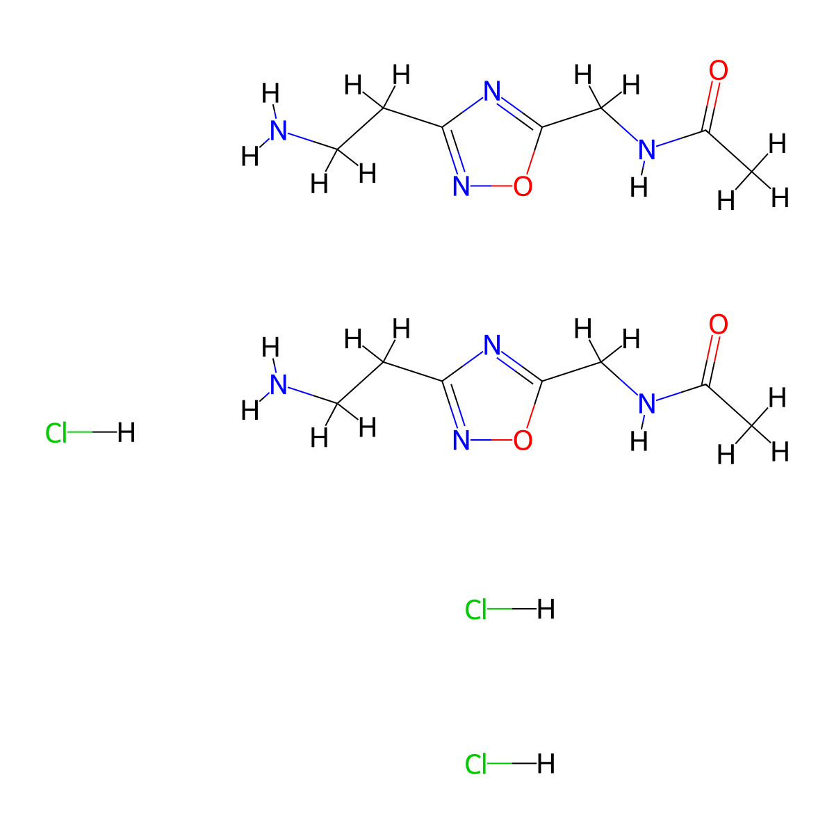 N-((3-(2-aminoethyl)-1,2,4-oxadiazol-5-yl)methyl)acetamide sesquihydrochloride molecular structure, CAS 1820673-59-3