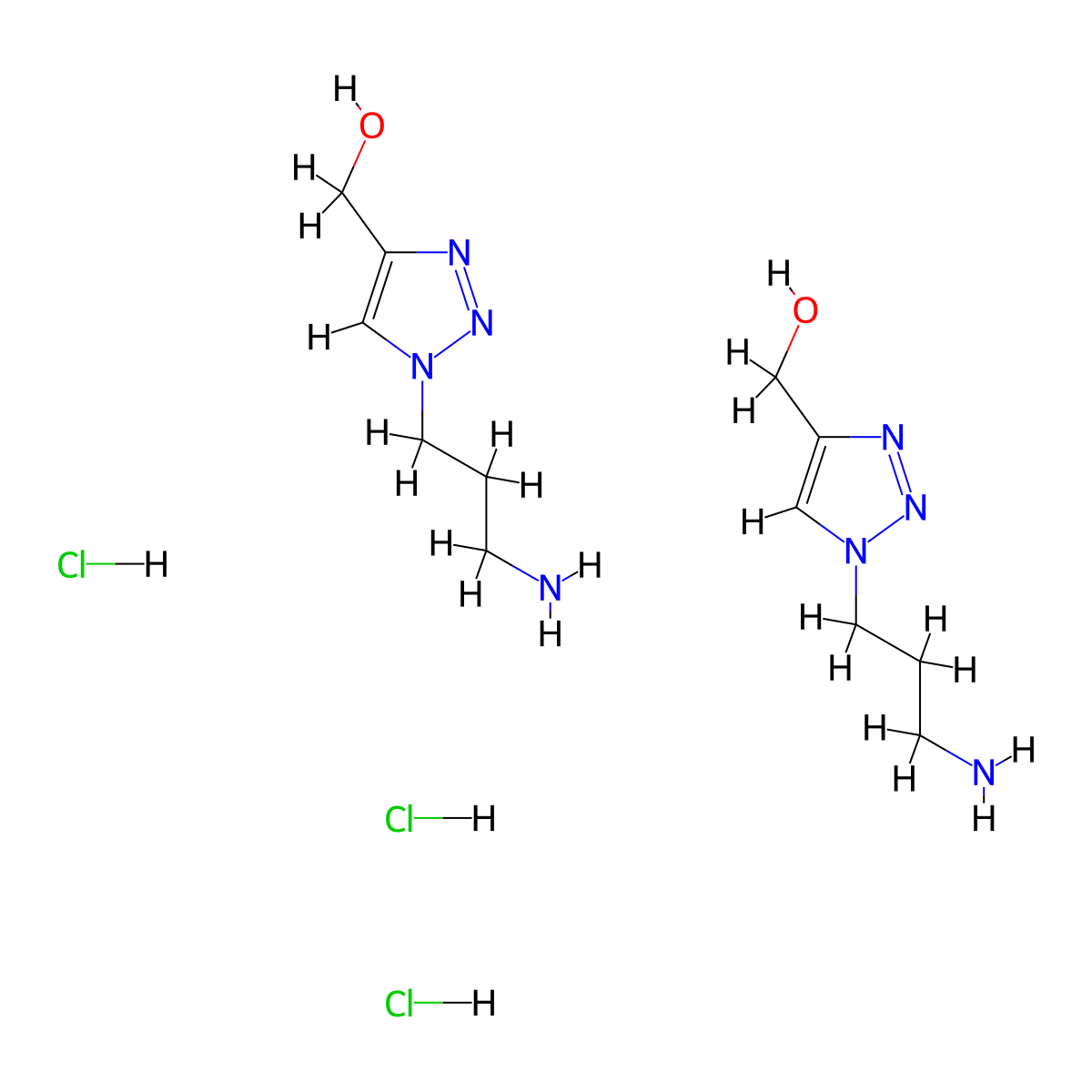 (1-(3-aminopropyl)-1H-1,2,3-triazol-4-yl)methanol sesquihydrochloride molecular structure, CAS 1820673-62-8