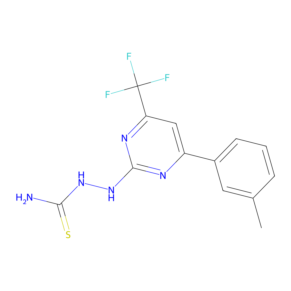 2-Thiosemicarbazido-6-(m-tolyl)-4-(trifluoromethyl)pyrimidine molecular structure, CAS 1820673-63-9