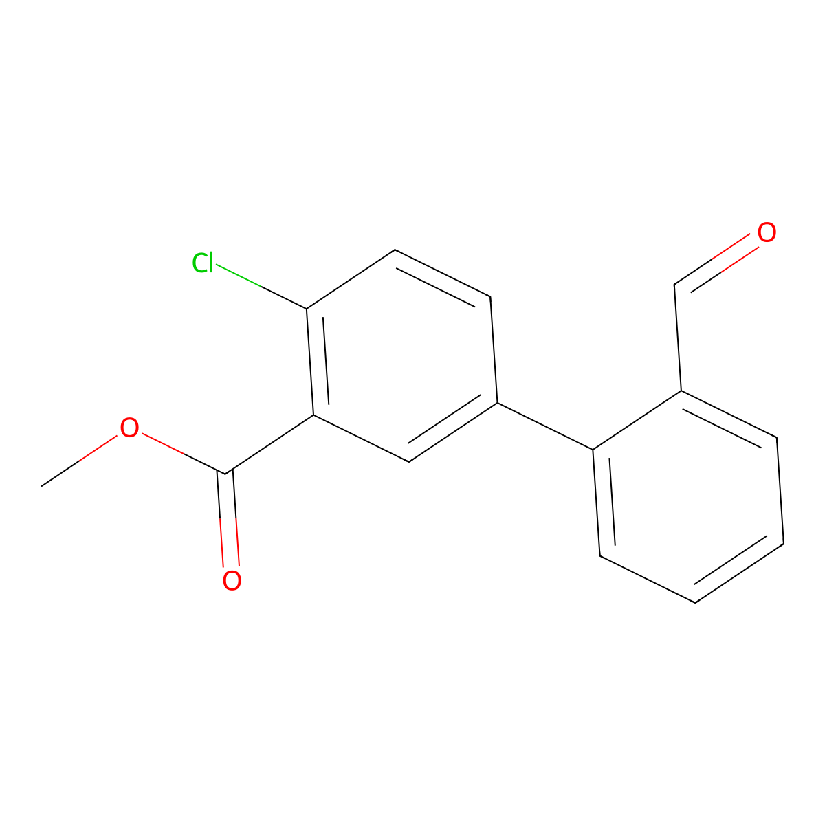 Methyl 2-chloro-5-(2-formylphenyl)benzoate molecular structure, CAS 1820673-88-8