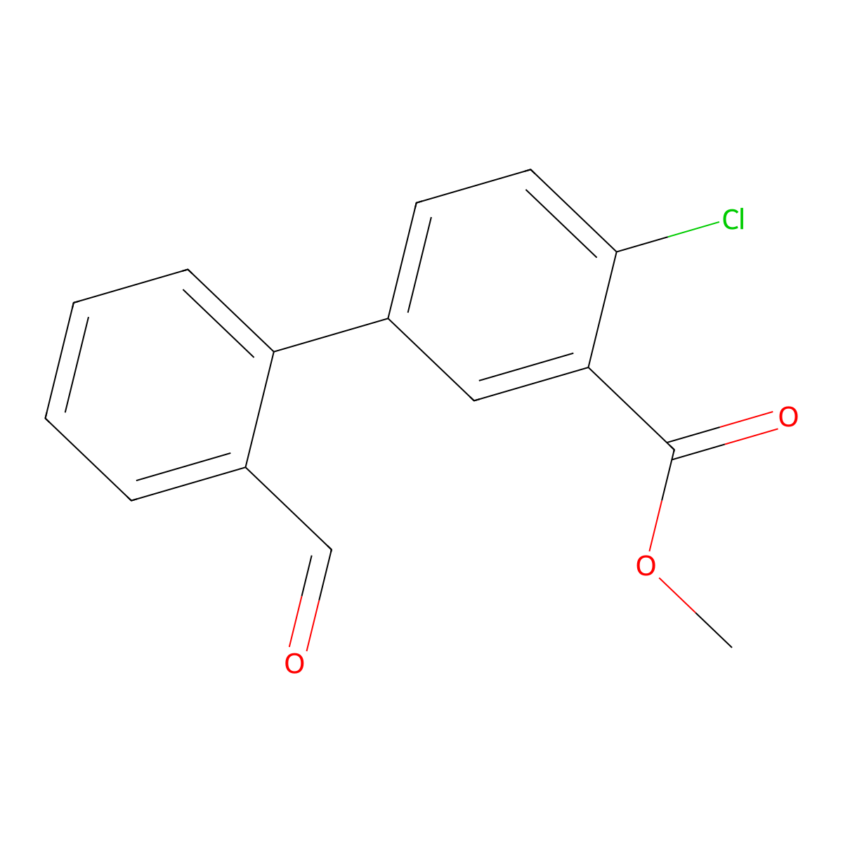 Methyl 2-chloro-5-(2-formylphenyl)benzoate molecular structure, CAS 1820673-88-8