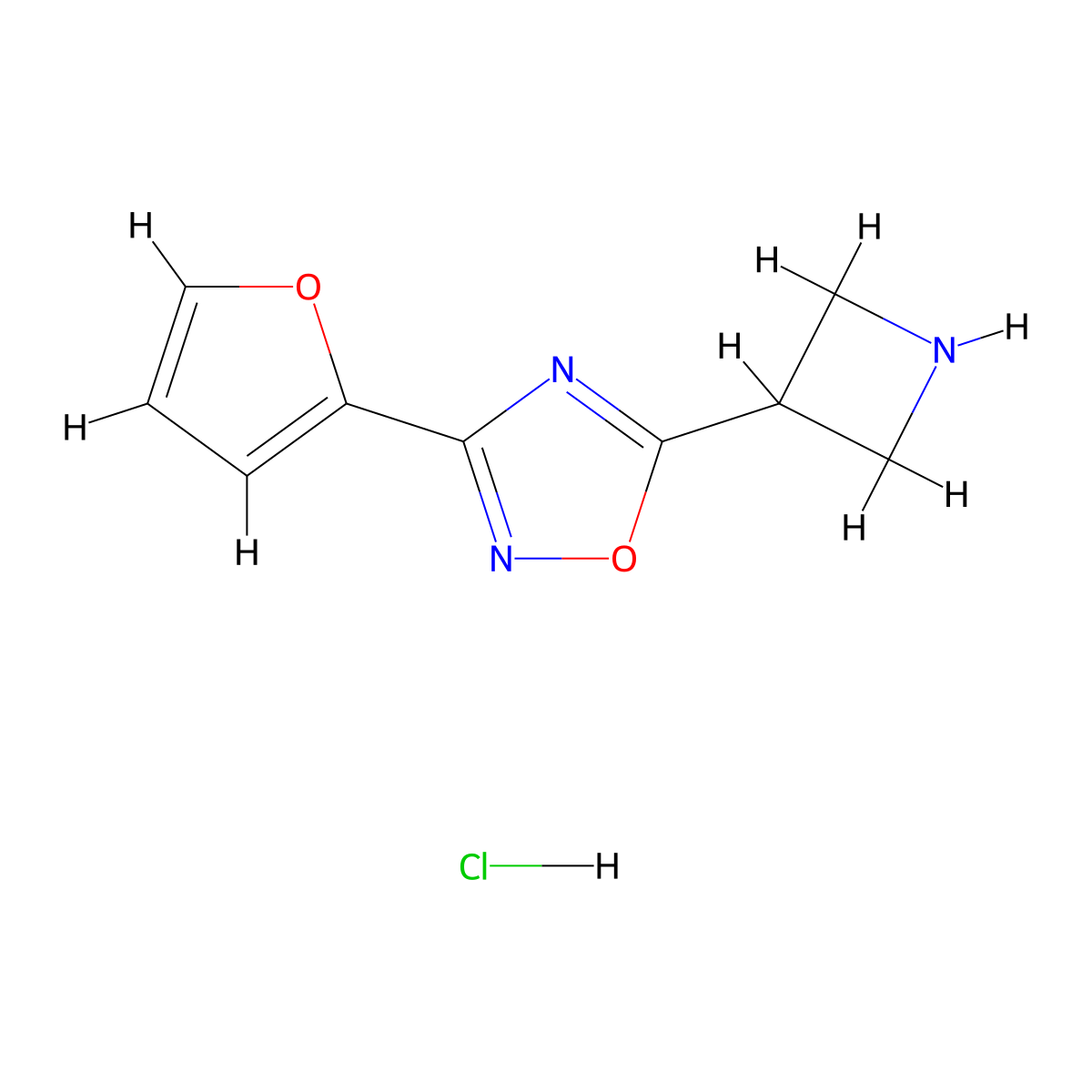 5-(Azetidin-3-yl)-3-(furan-2-yl)-1,2,4-oxadiazole hydrochloride molecular structure, CAS 1820674-08-5