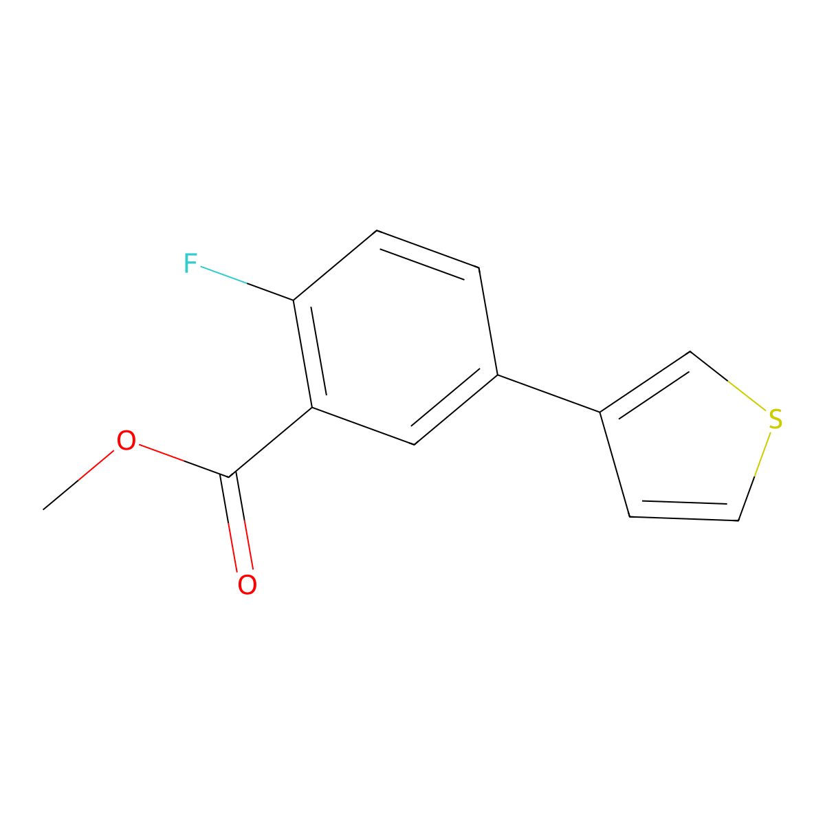 Methyl 2-fluoro-5-(thiophen-3-YL)benzoate molecular structure, CAS 1820674-19-8