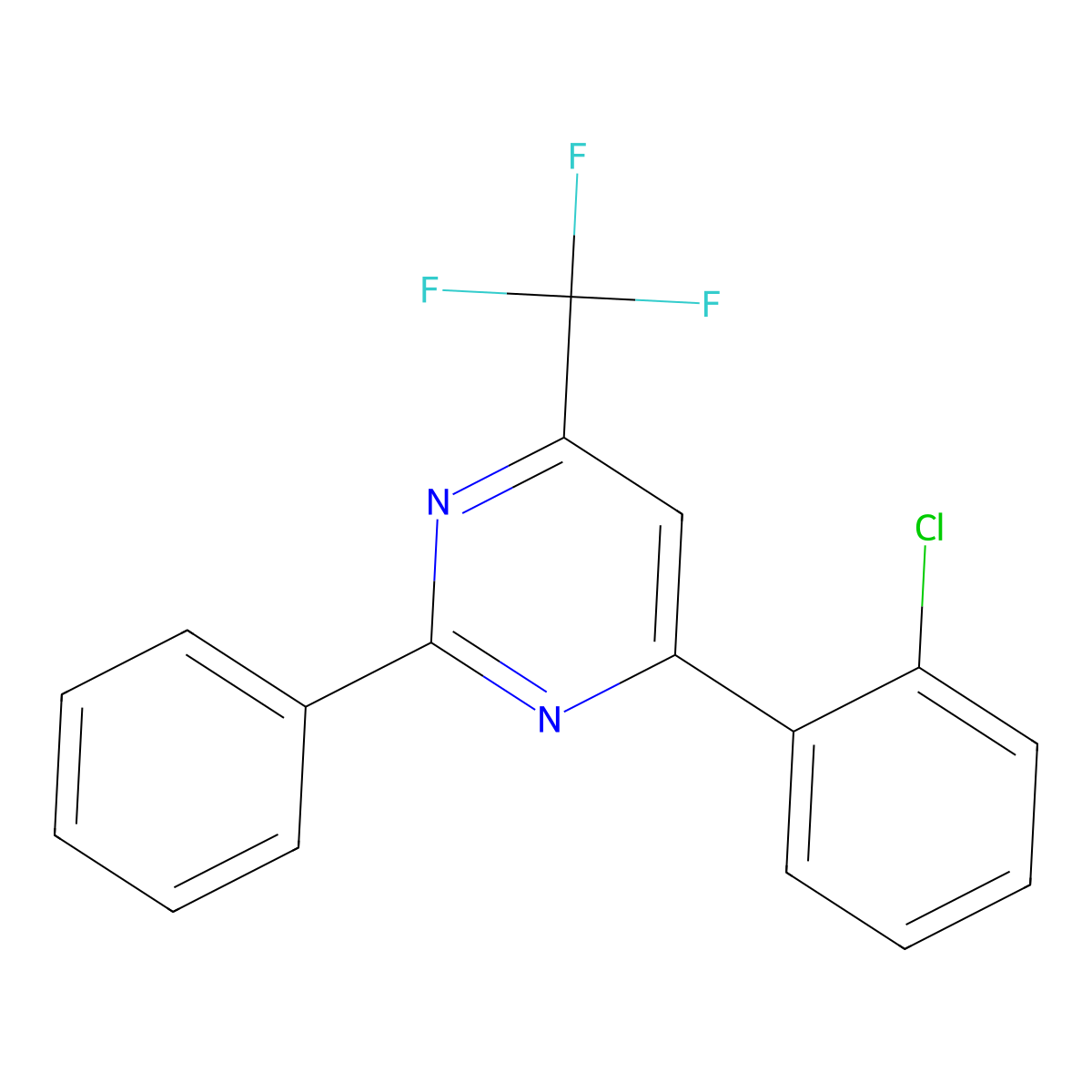6-(2-Chlorophenyl)-2-phenyl-4-(trifluoromethyl)pyrimidine molecular structure, CAS 1820674-26-7