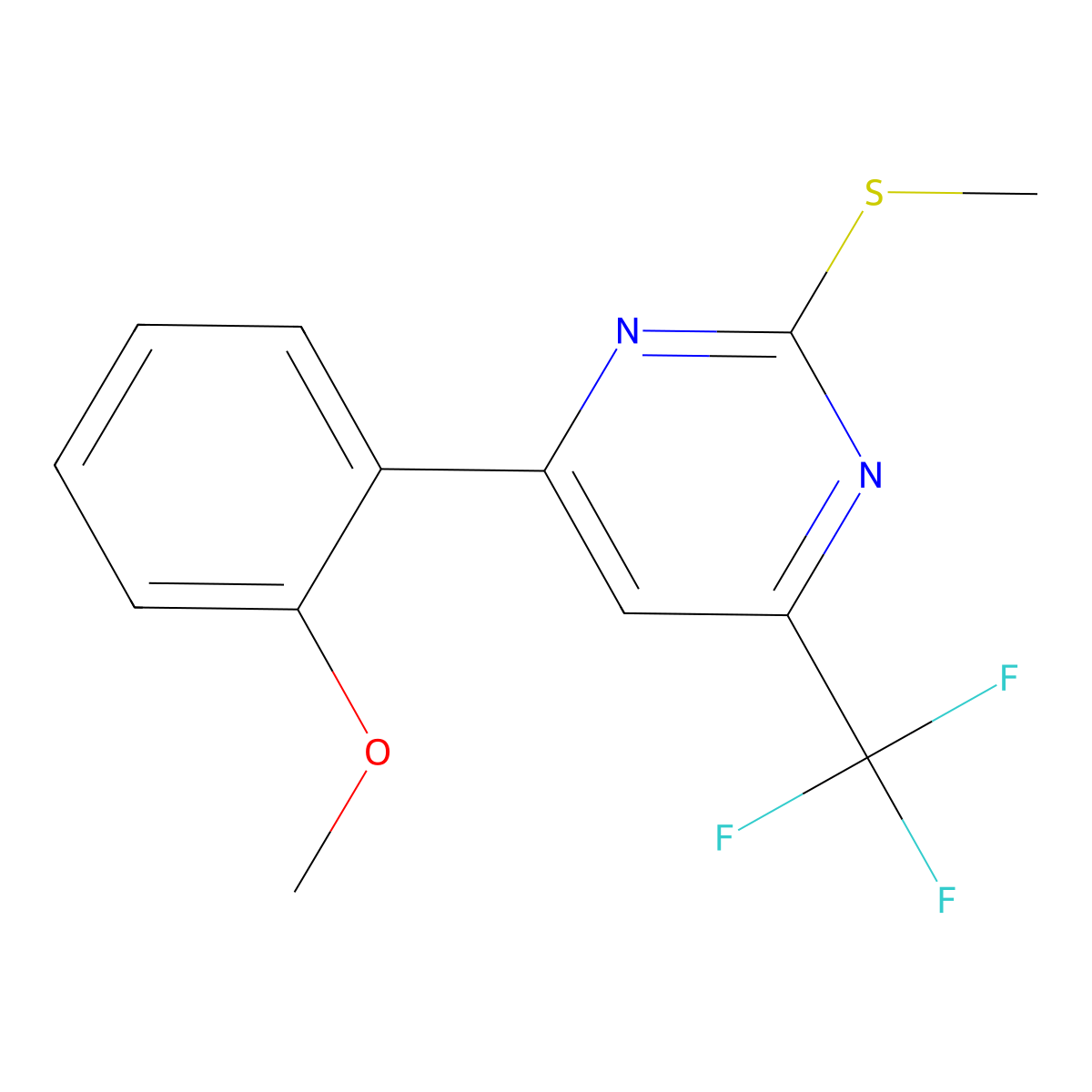 6-(2-Methoxyphenyl)-2-methylthio-4-(trifluoromethyl)pyrimidine molecular structure, CAS 1820674-32-5