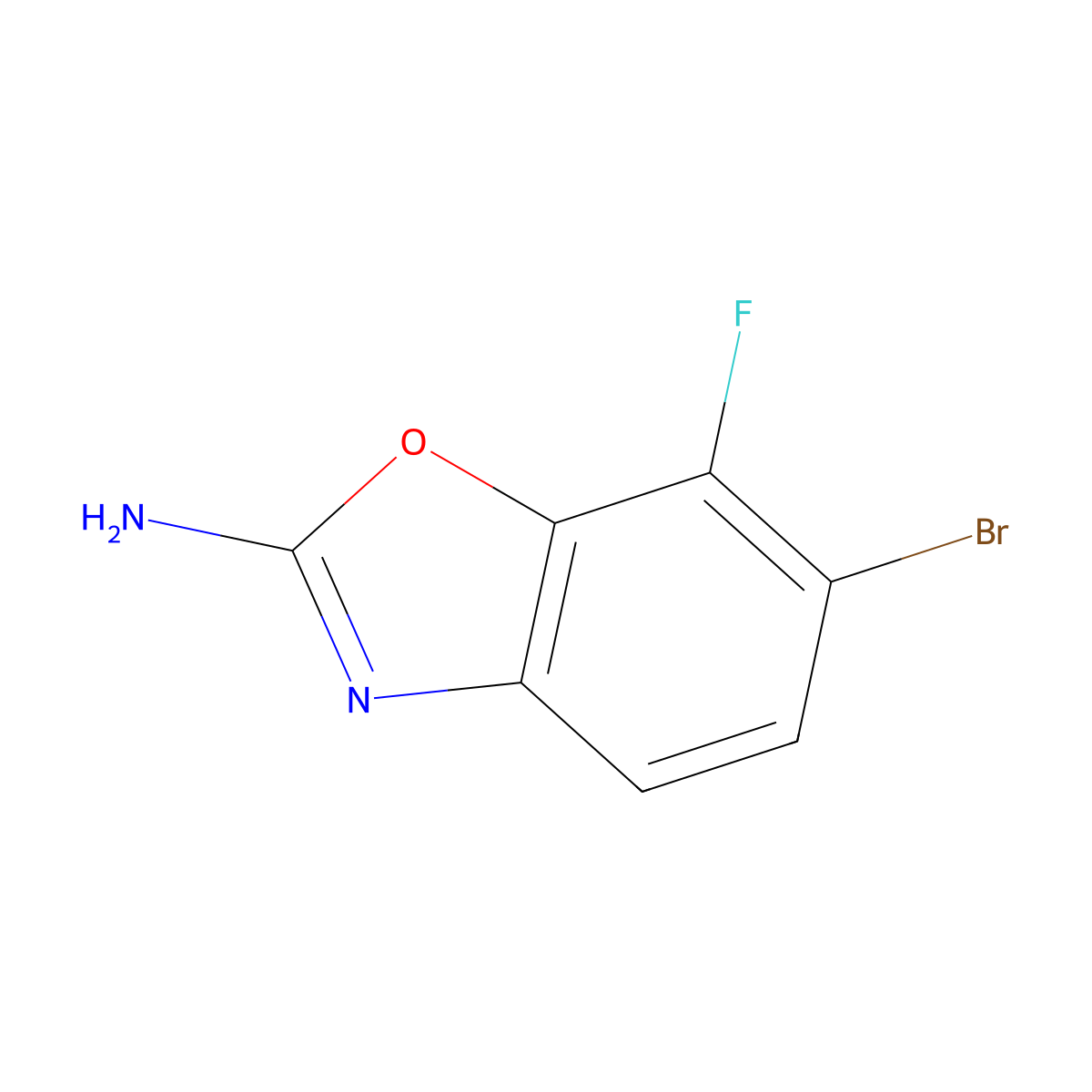6-Bromo-7-fluoro-1,3-benzoxazol-2-amine molecular structure, CAS 1820674-33-6