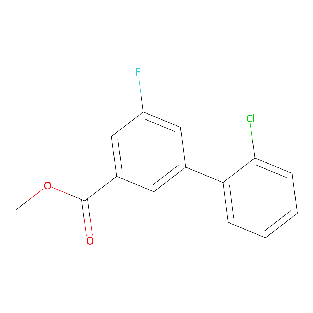 Methyl 3-(2-chlorophenyl)-5-fluorobenzoate molecular structure, CAS 1820674-46-1