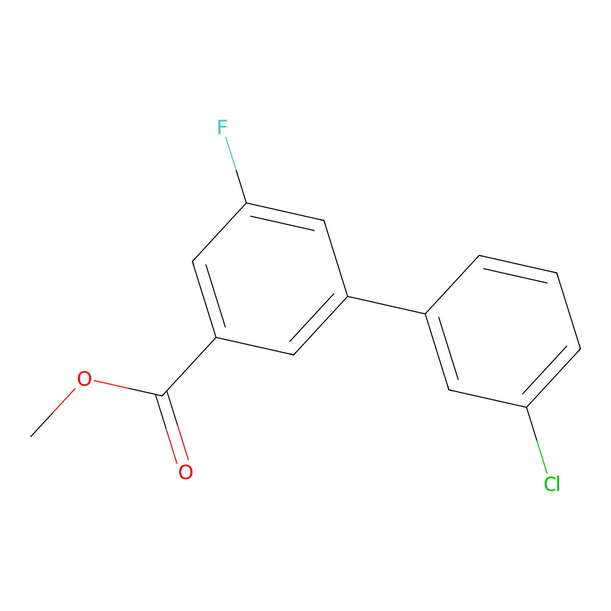Methyl 3-(3-chlorophenyl)-5-fluorobenzoate molecular structure, CAS 1820674-51-8