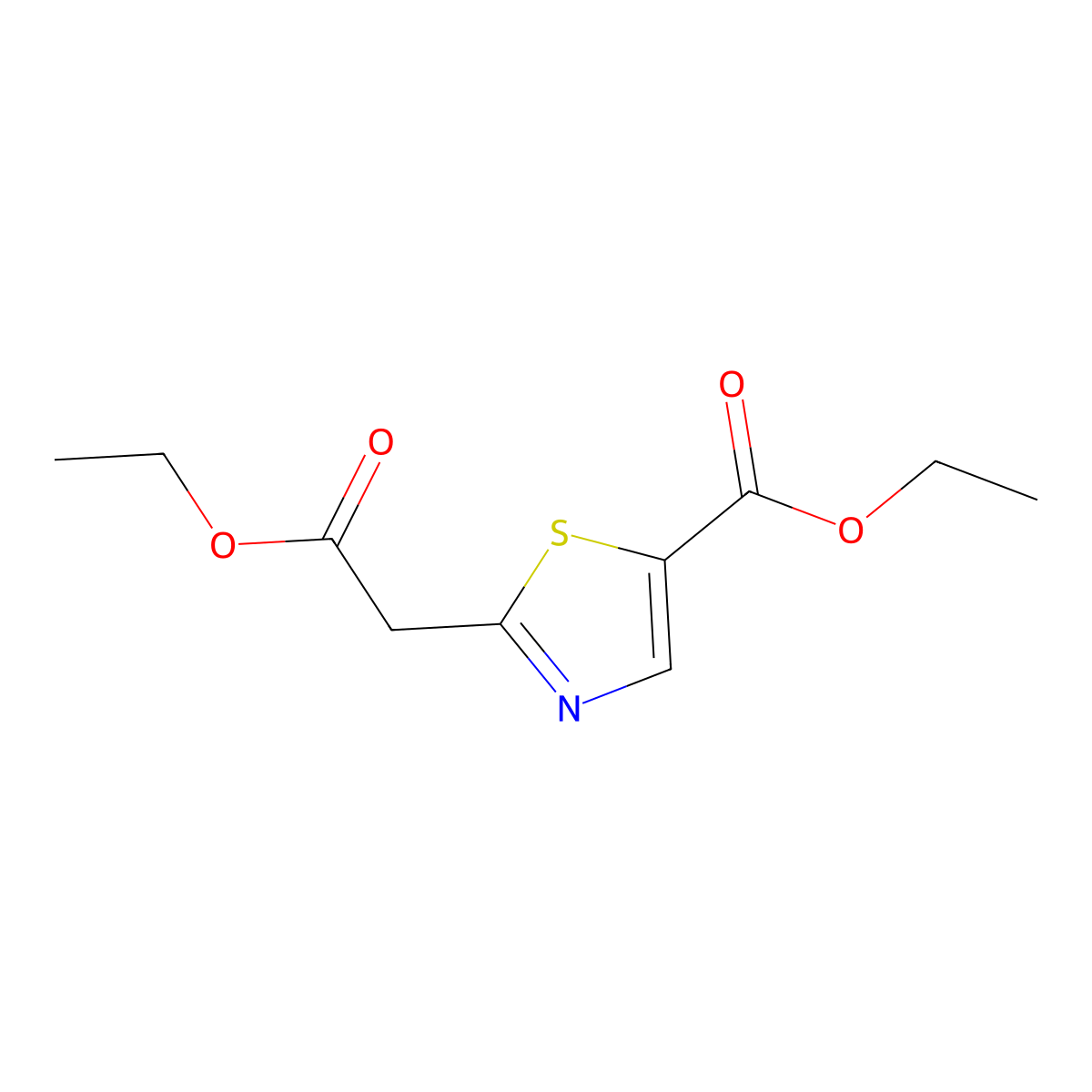 Ethyl 2-(2-ethoxy-2-oxoethyl)thiazole-5-carboxylate molecular structure, CAS 1820674-63-2