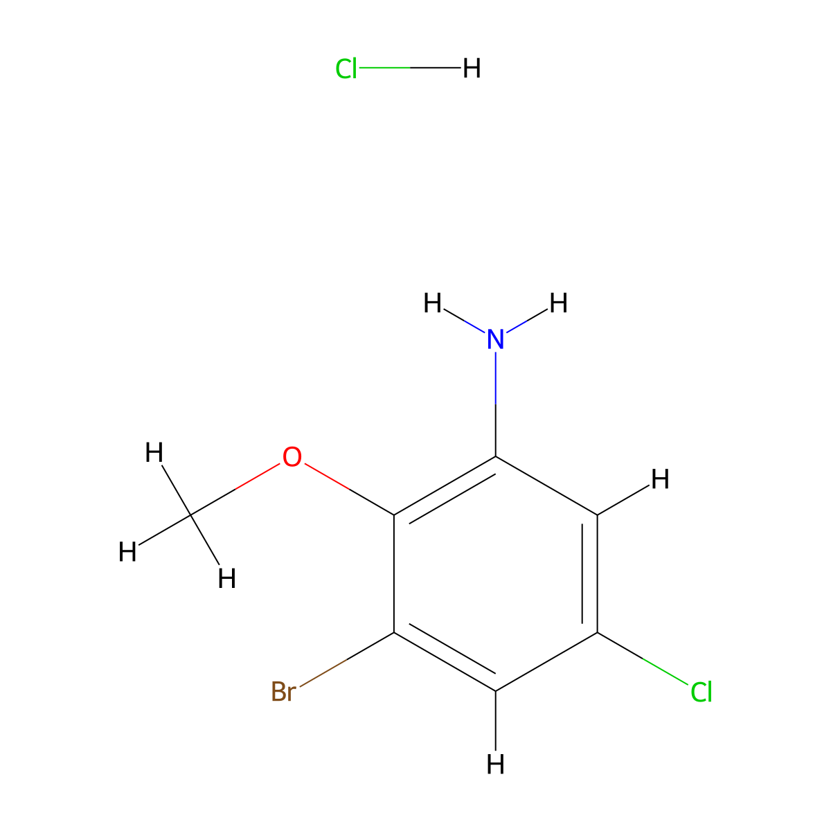 3-Bromo-5-chloro-2-methoxyaniline hydrochloride molecular structure, CAS 1820674-87-0