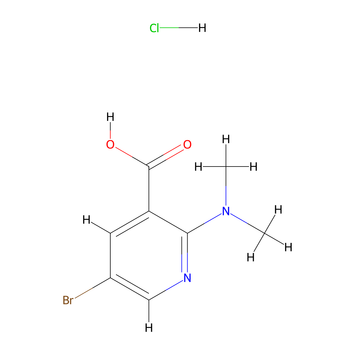 5-Bromo-2-(dimethylamino)nicotinic acid hydrochloride molecular structure, CAS 1820675-03-3