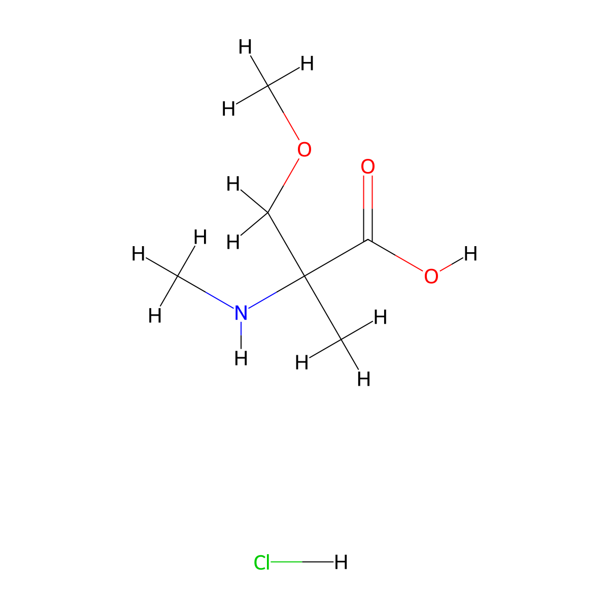 3-Methoxy-2-methyl-2-(methylamino)propanoic acid hydrochloride molecular structure, CAS 1820675-20-4