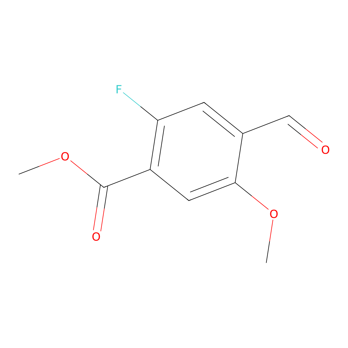 Methyl 2-fluoro-4-formyl-5-methoxybenzoate molecular structure, CAS 1820677-27-7