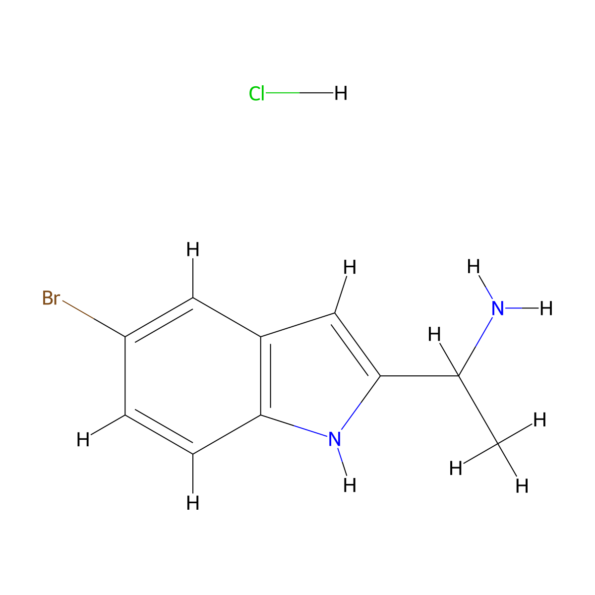 1-(5-bromo-1H-indol-2-yl)ethan-1-amine hydrochloride molecular structure, CAS 1820683-05-3